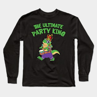 Mardi Gras Carnival T-rex Dinosaur Party King Long Sleeve T-Shirt
